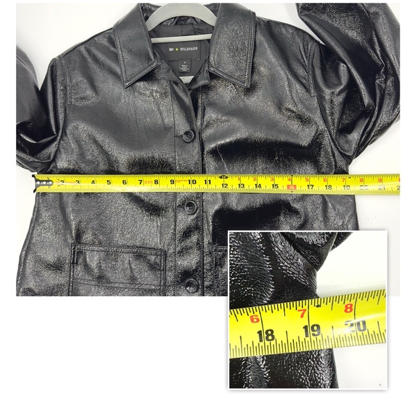 BP + Wildfang Faux Leather Patent Jacket Womens Small Biker Edgy Rock Goth Moto - Picture 6 of 8